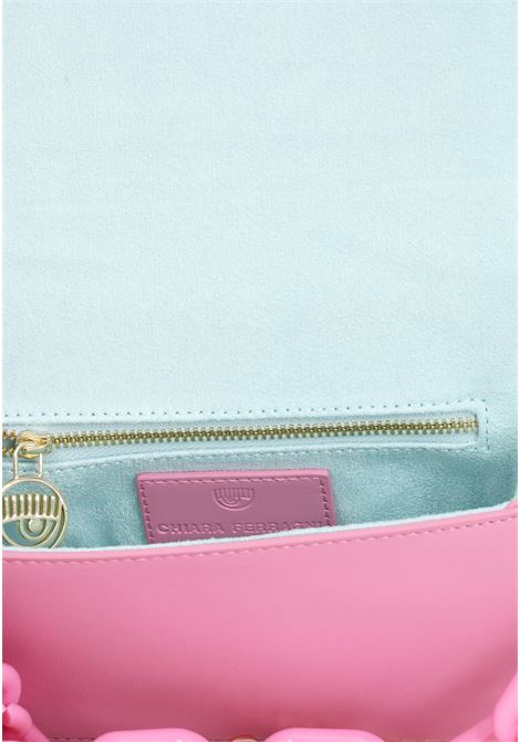Sachet Pink leather shoulder bag with embossed logo for women CHIARA FERRAGNI | 76SB4BA2ZS517454